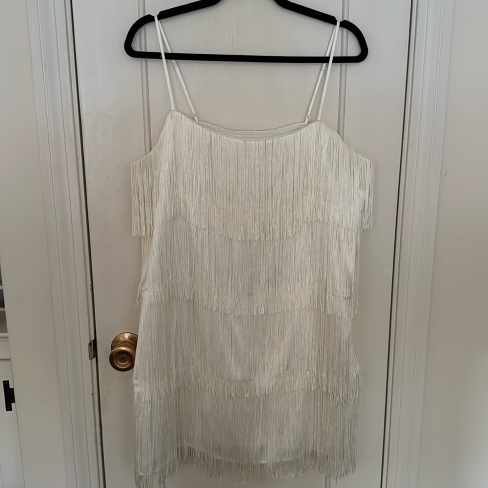 Abercrombie & Fitch White Fringe Mini Dress